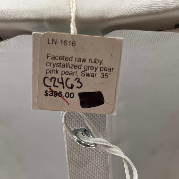 Margo Morrison Raw Ruby Crystallized Gray Pearl Pink Pearl Swarovski Necklace - Picture 4 of 8